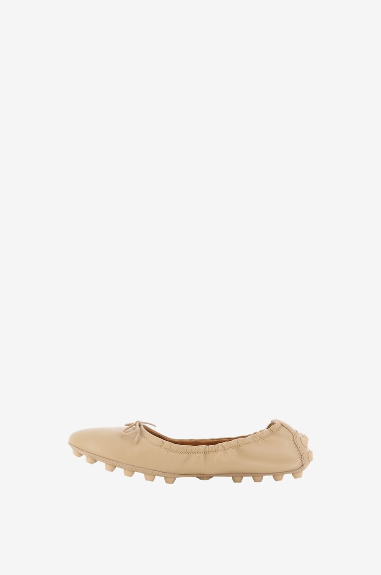 TOD'S Bubble nappa leather ballet flats with spikes Women BEIGE 3