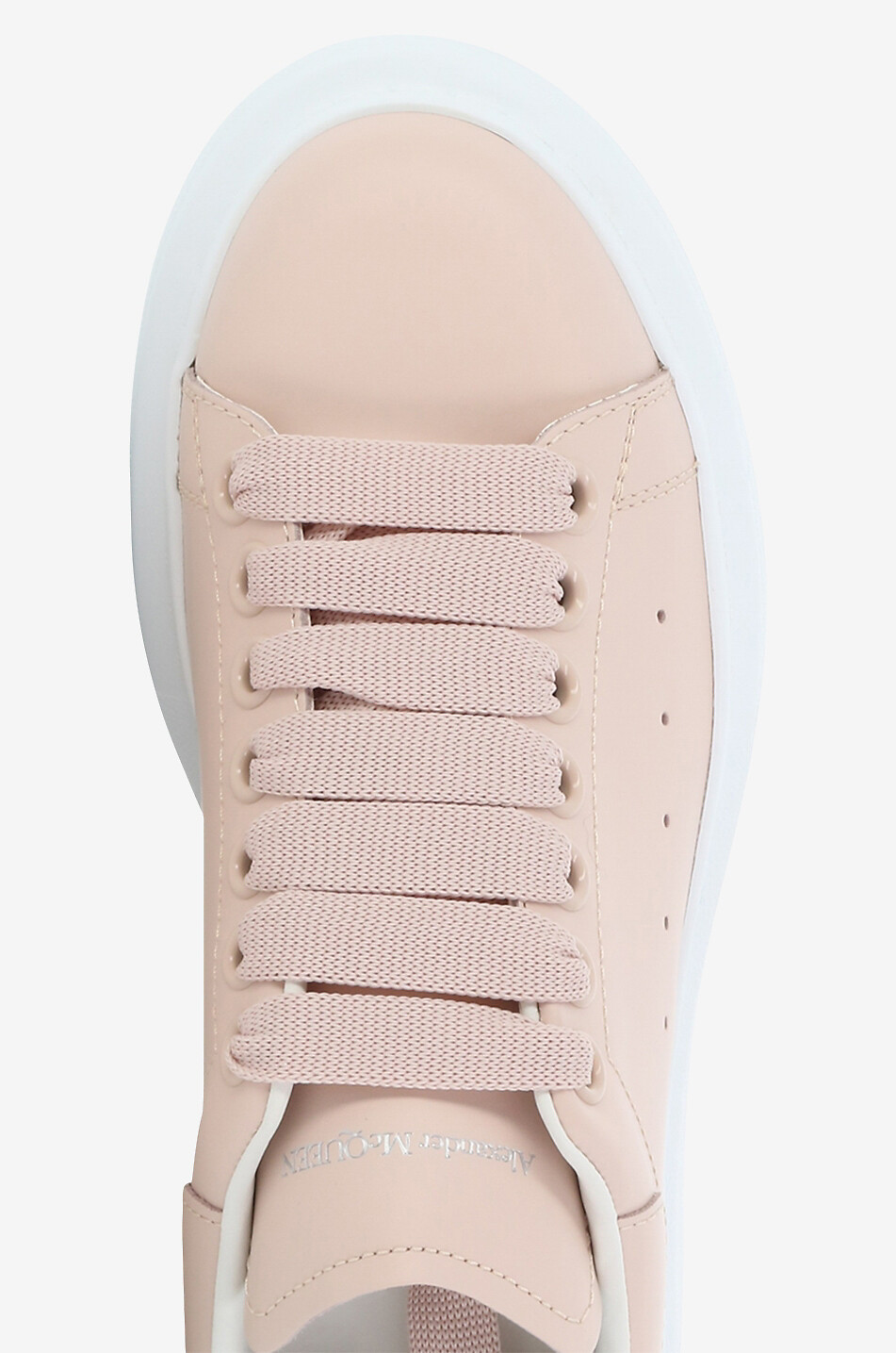 ALEXANDER McQUEEN Baskets basses à lacets en cuir de veau Oversized Femme ROSE CLAIR 5