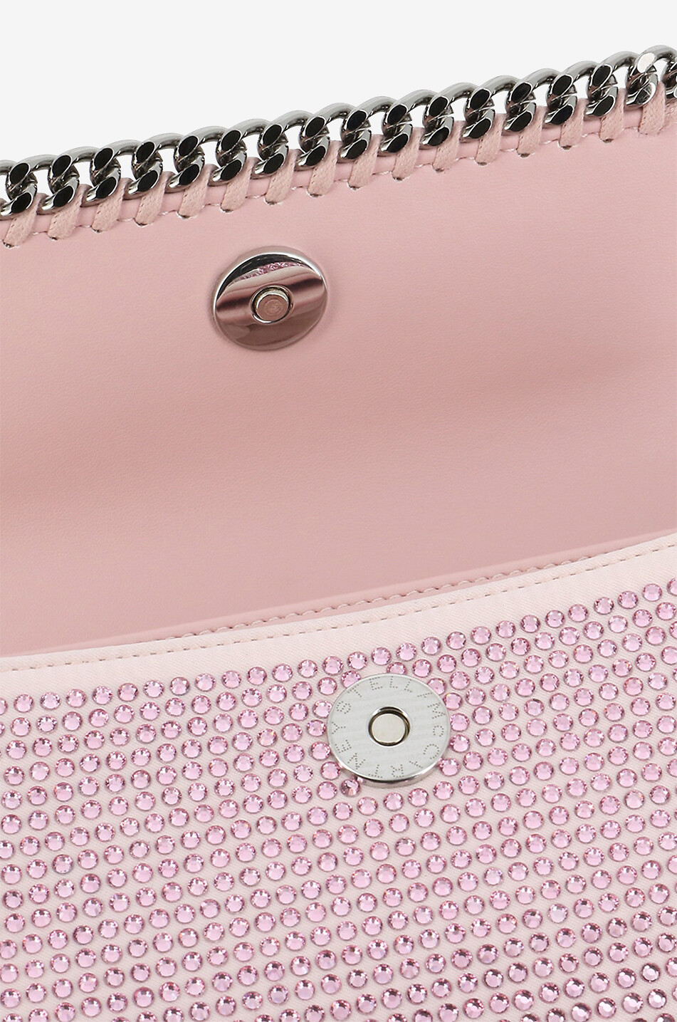 STELLA McCARTNEY Falabella crystal clad satin clutch Women PINK 5