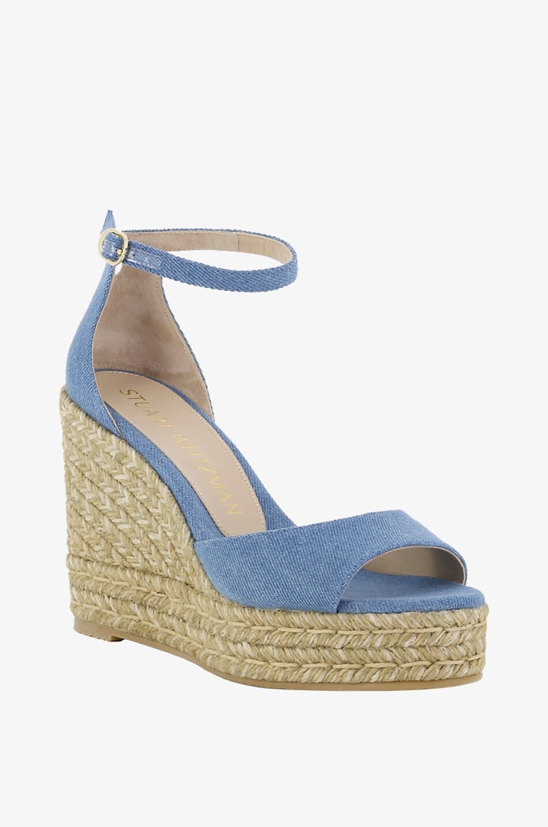 STUART WEITZMAN Nudiscurve 90 denim espadrille spirit wedge sandals Women LIGHT BLUE 1