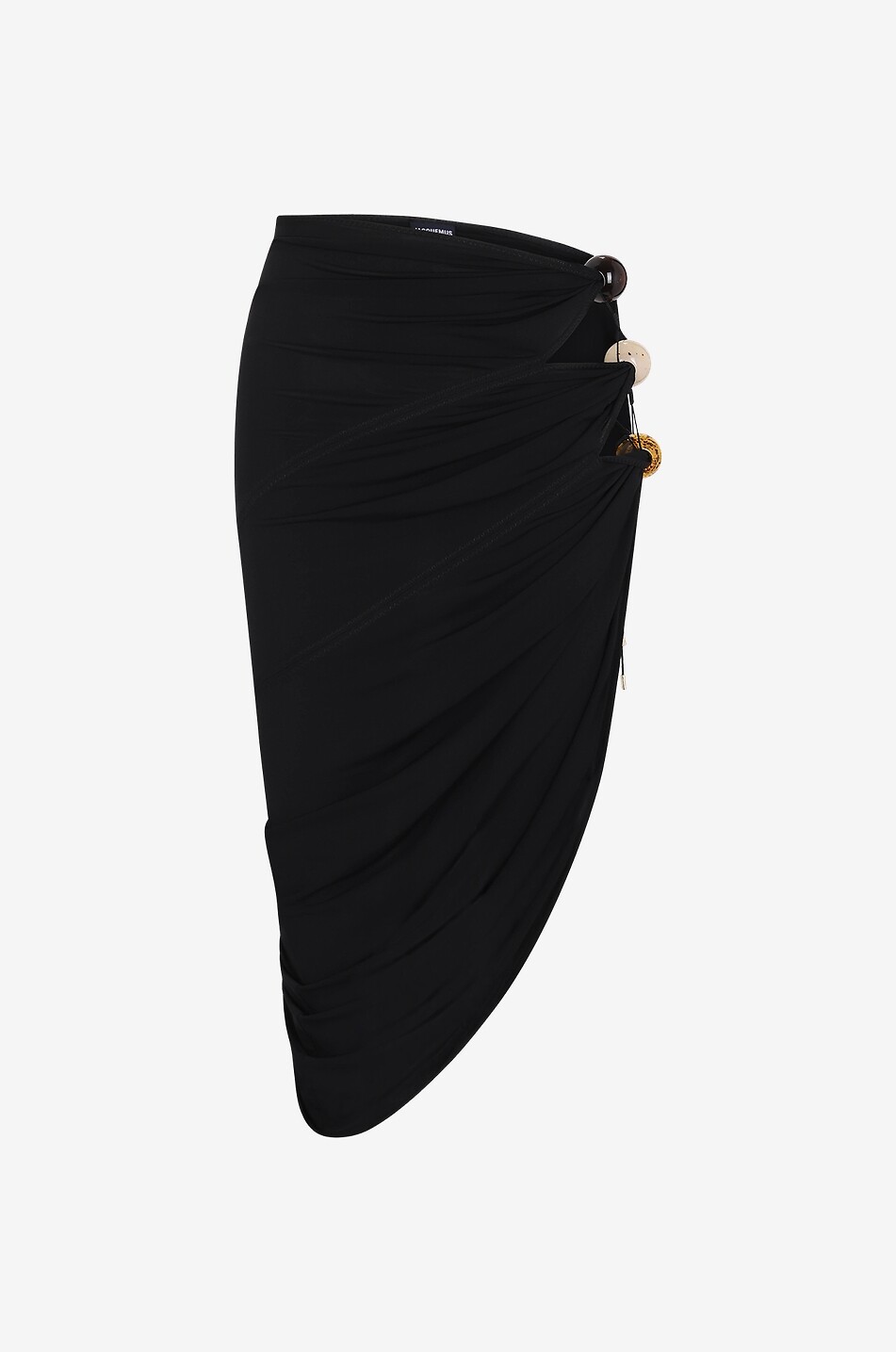 Asymmetrische Rock mit Ausschnitten und Perlen La jupe Perola