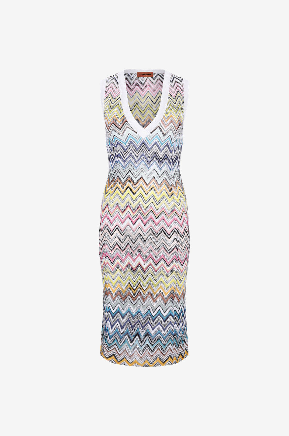 Robe midi sans manches en maille motifs zigzags