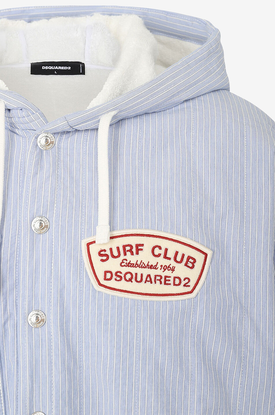 Dropped shoulder striped terry lined overshirt