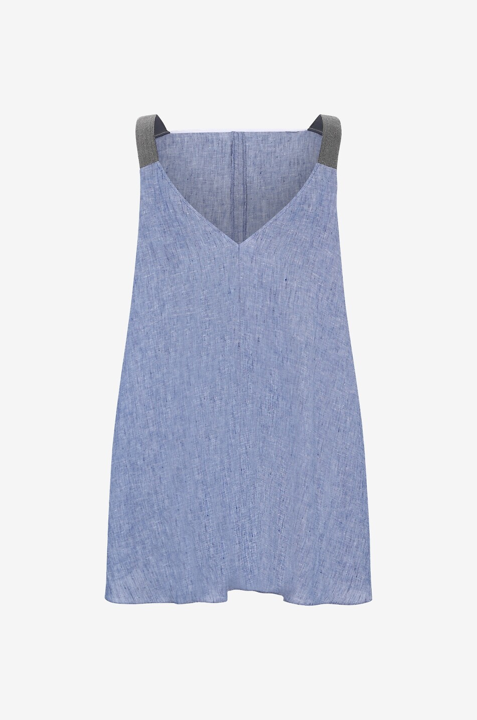 FABIANA FILIPPI A-line linen top with bead embroidered straps Women LIGHT BLUE 2