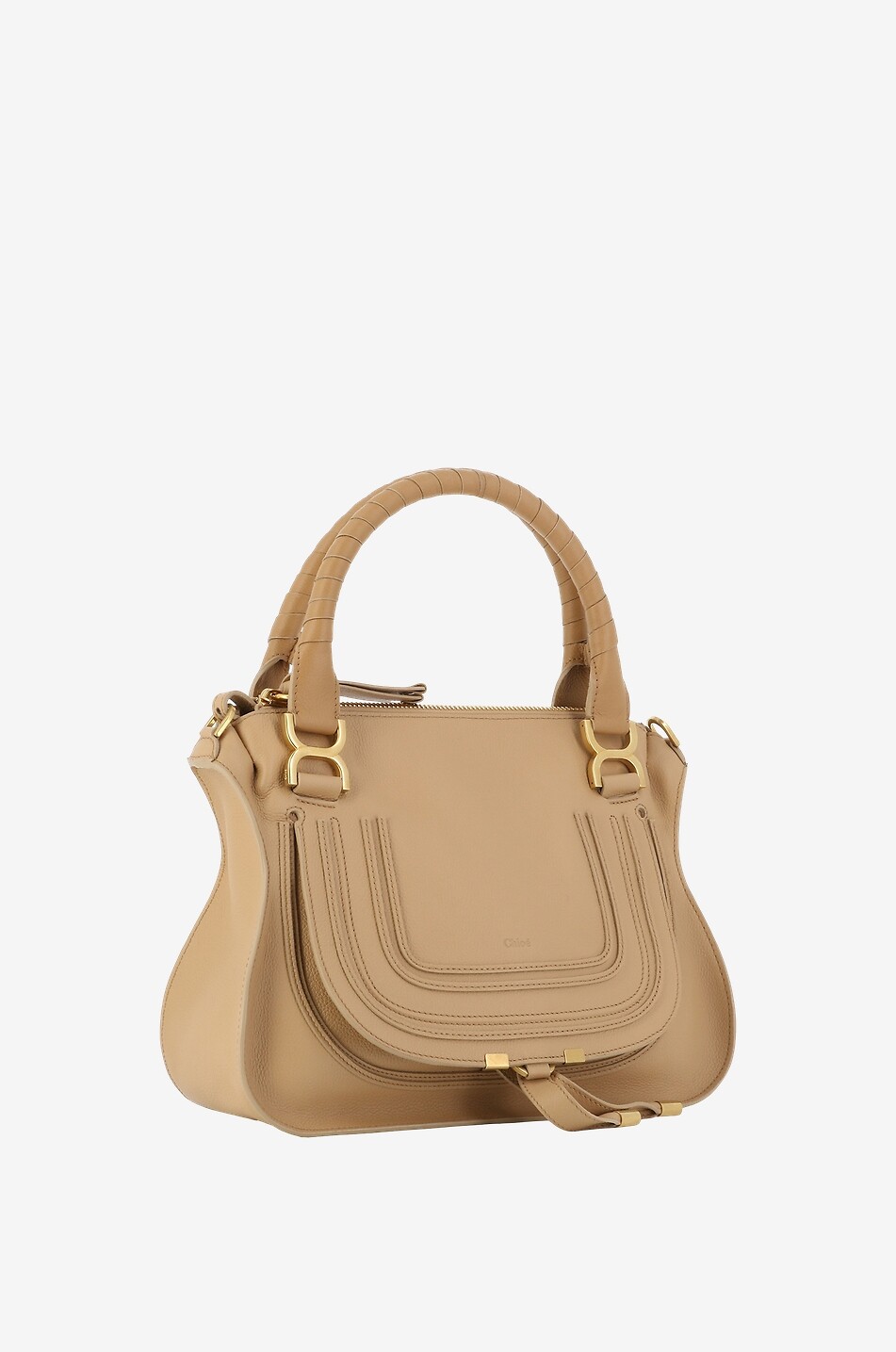 Marcie Medium double carry grained leather bag CHLOE BEIGE