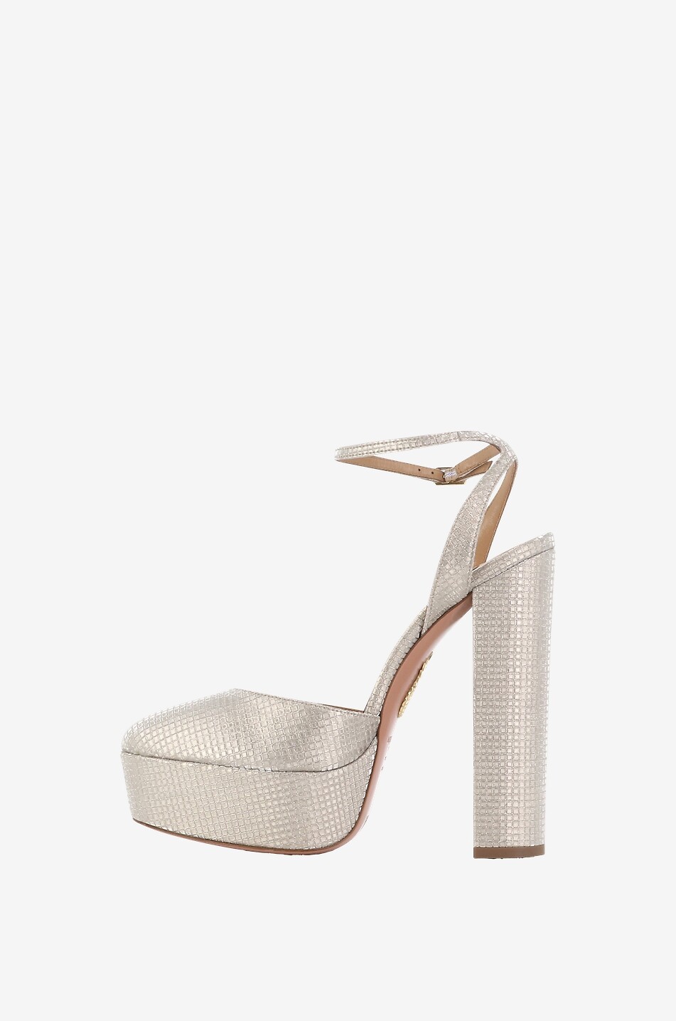 AQUAZZURA So High Plateau 140 strappy metallic fabric pumps Women SILVER 3
