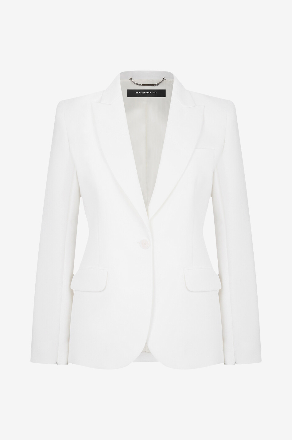 Cinched single-breasted crepe blazer