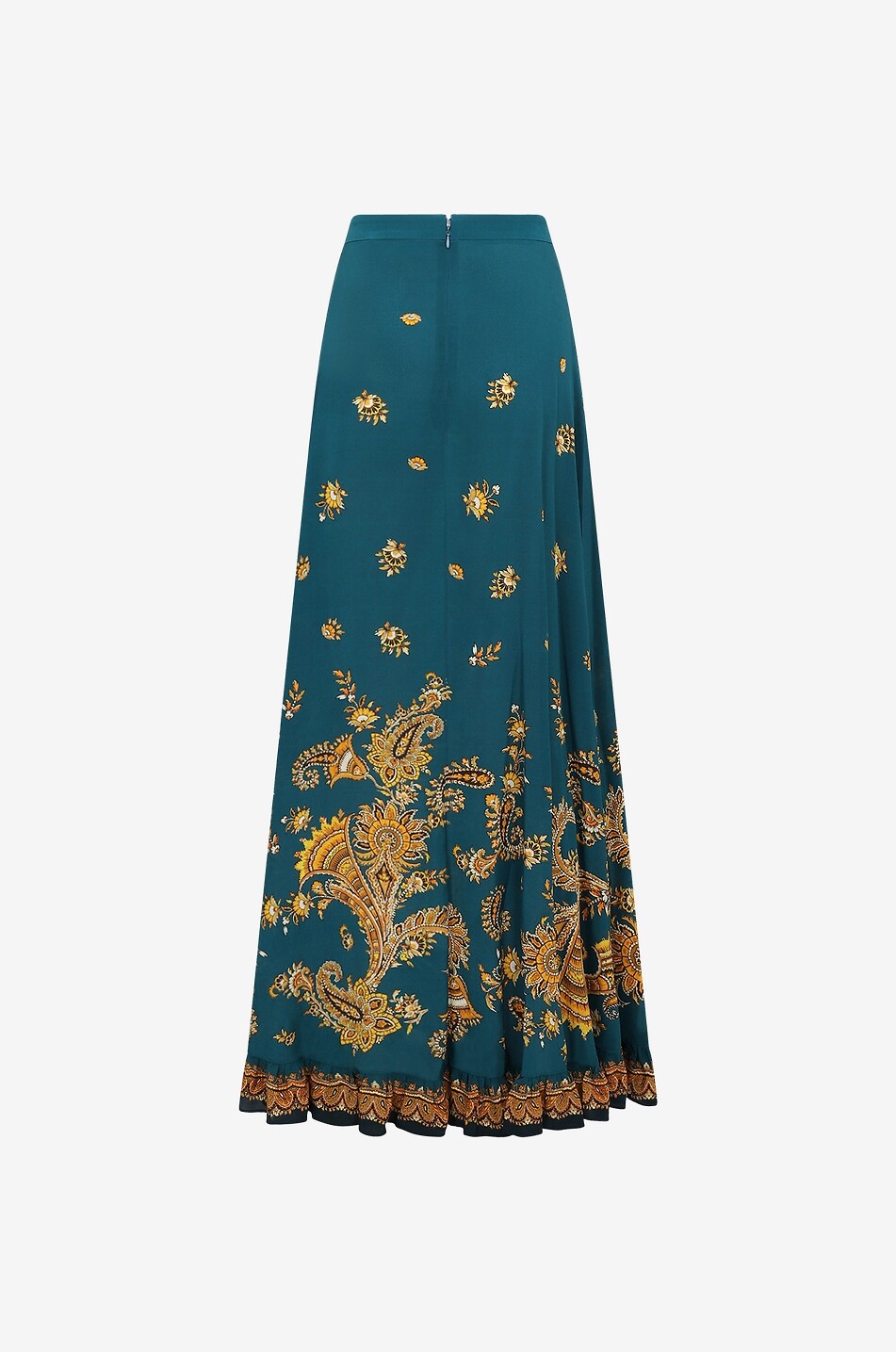 Jupe longue en soie Festive Leafy Paisley