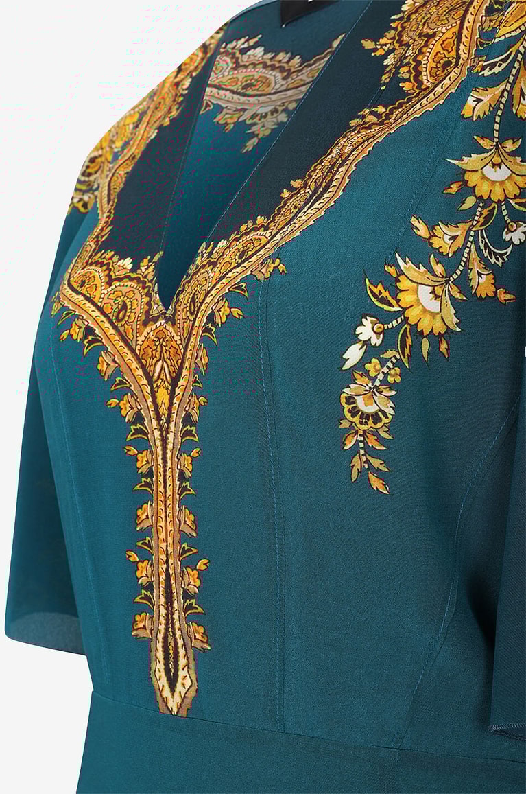 ETRO Longue robe en soie Festive Leafy Paisley Femme MULTICOLORE 3