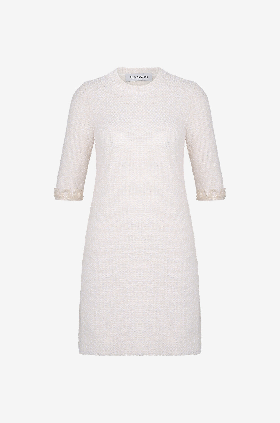 Mini-Tweed-Strick-Kleid in A-Form mit Perlenstickereien