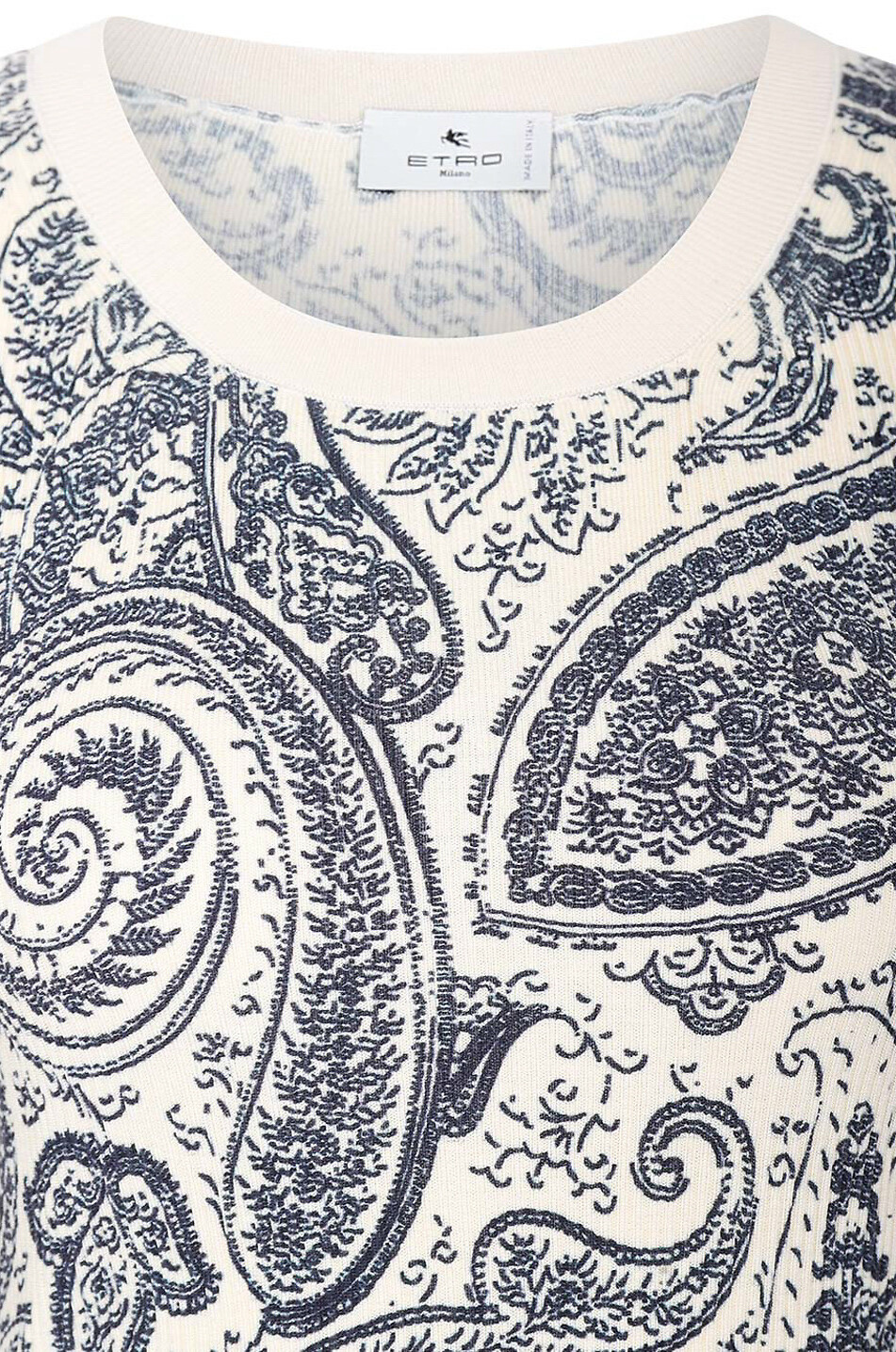 Gerippter Seidenmix-Schlauchpullover mit Paisley-Print