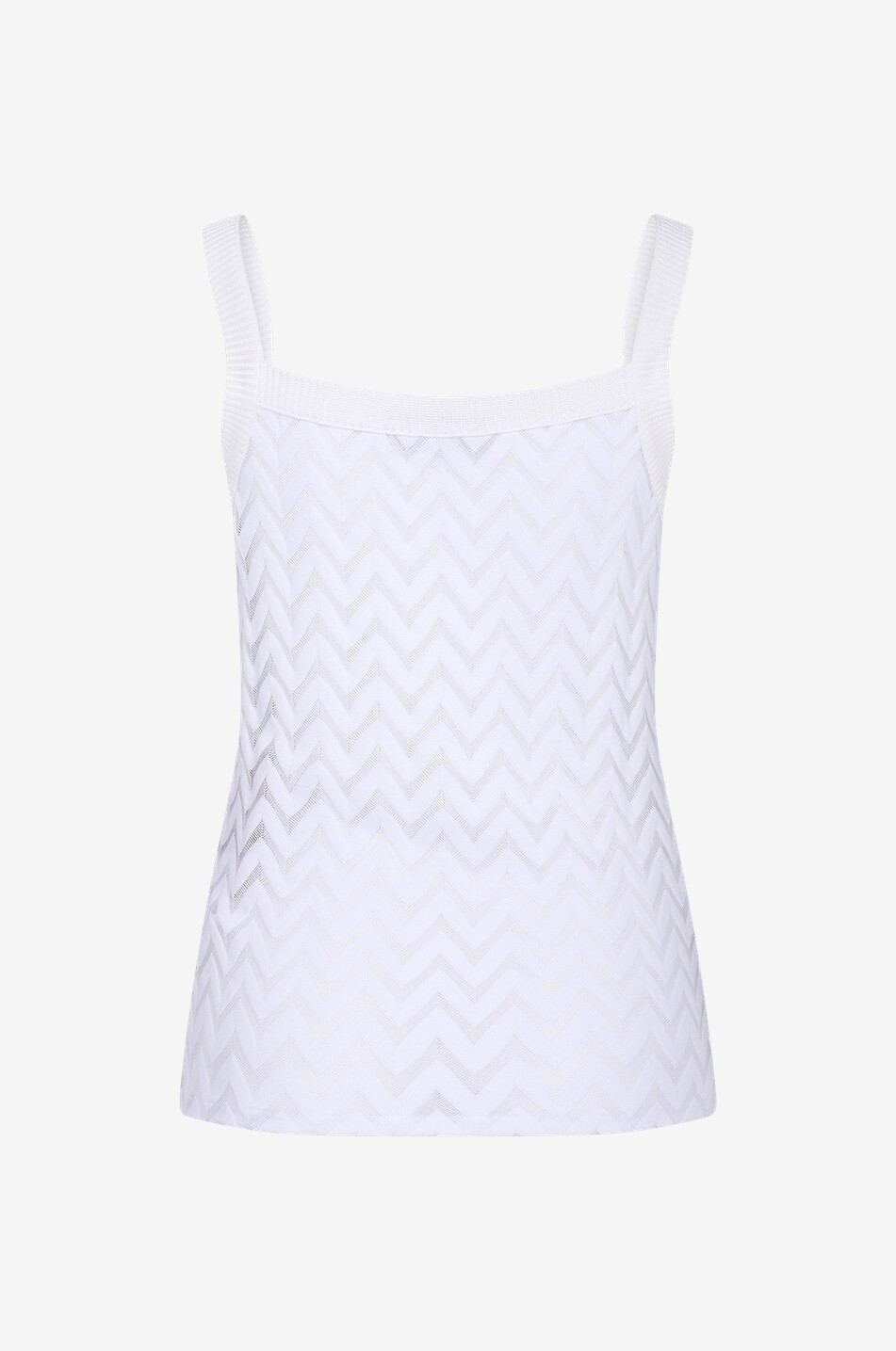 MISSONI Top à bretelles et col V en maille chevrons ajourée Femme BLANC 2