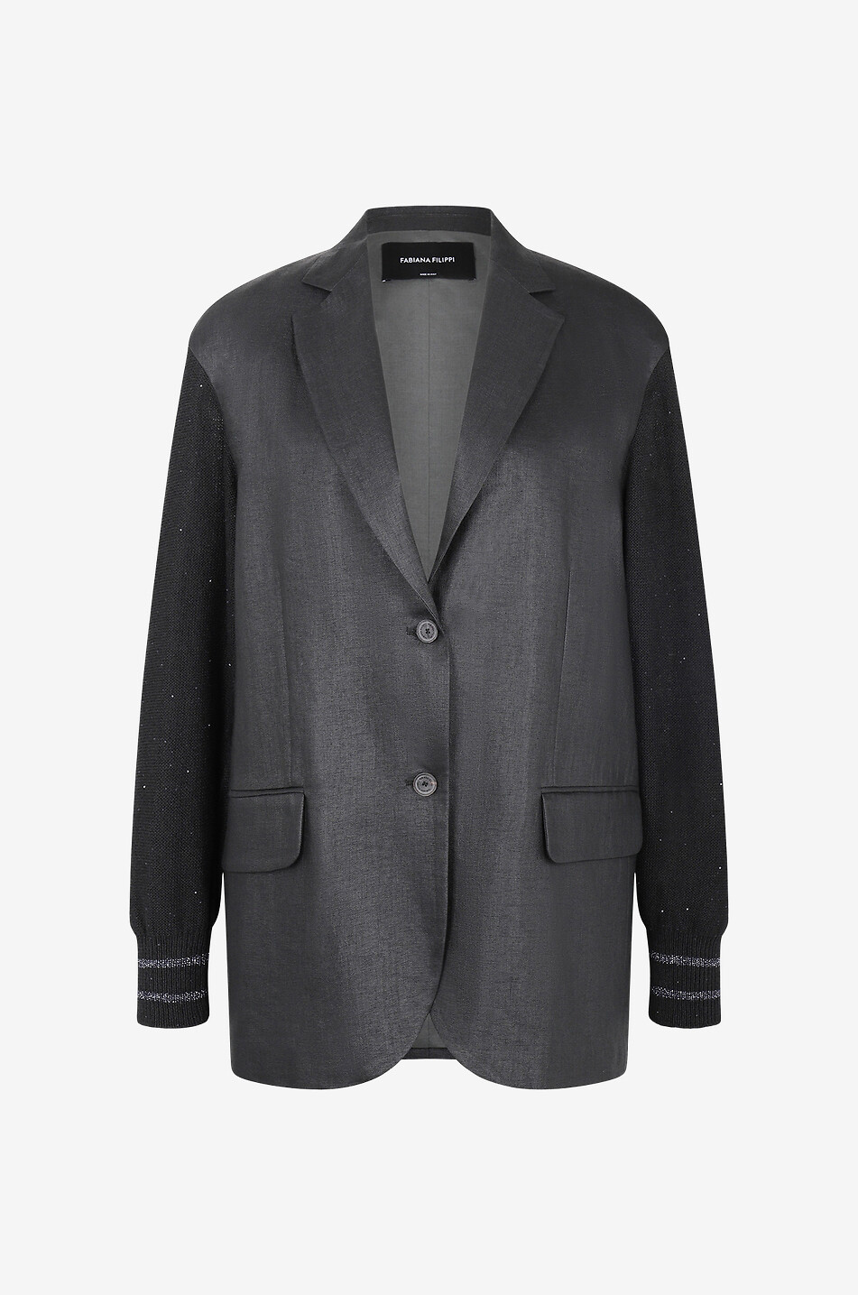 Blazer en lin à manches bomber en maille