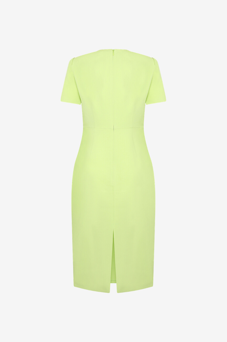 Drape detail adorned wool and silk sheath dress