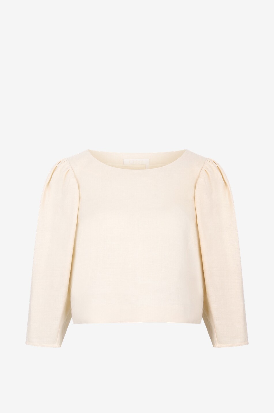 Boxy linen top with three-quarter sleeves