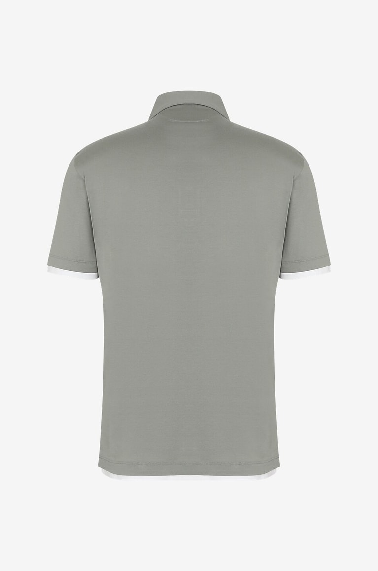 BRUNELLO CUCINELLI Slim Fit layer style polo shirt in jersey Men GREEN 2