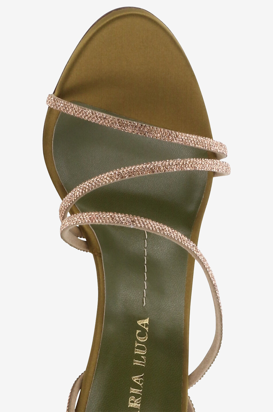 MARIA LUCA Absatzsandalen aus Satin und Kristallen Fannia 90 Damen KHAKI 5