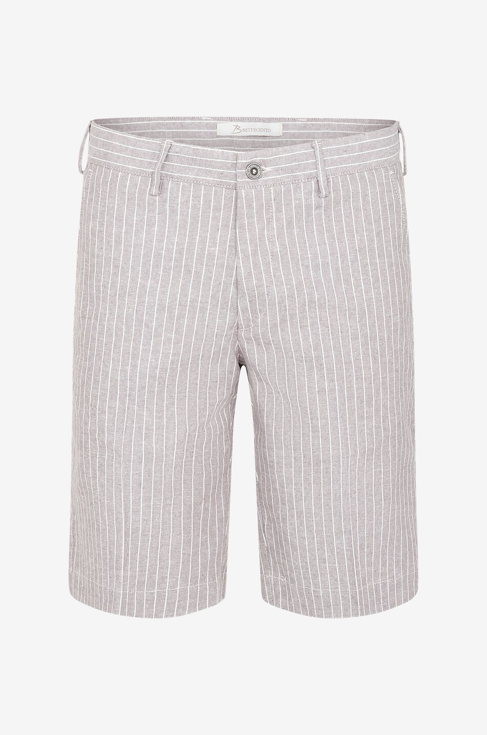 B SETTECENTO Cotton and linen striped Bermuda shorts Men MEDIUM BROWN 1
