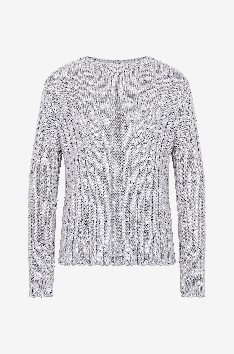 Glitzernder schmaler Rippstrickpullover aus Baumwolle