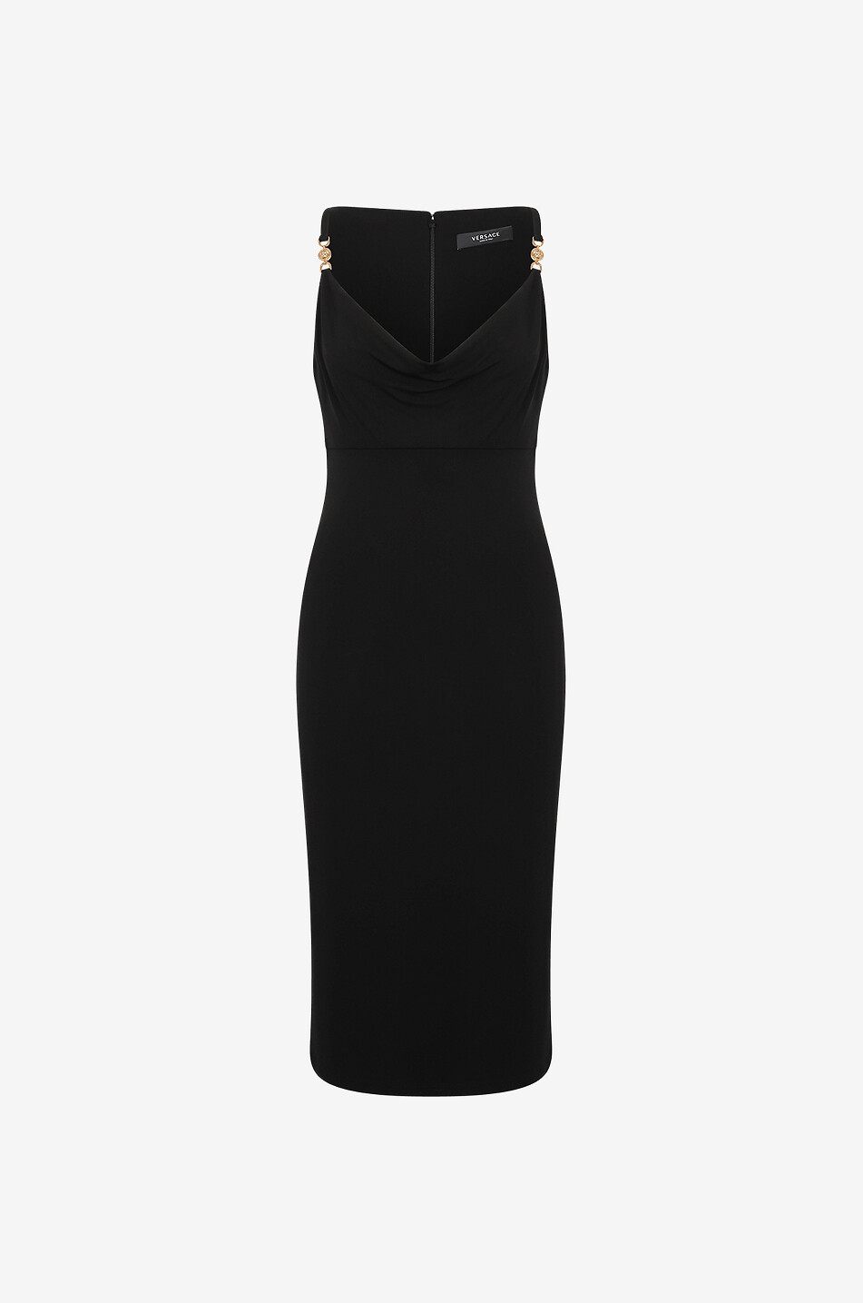 Robe midi moulante à col en cascade Medusa