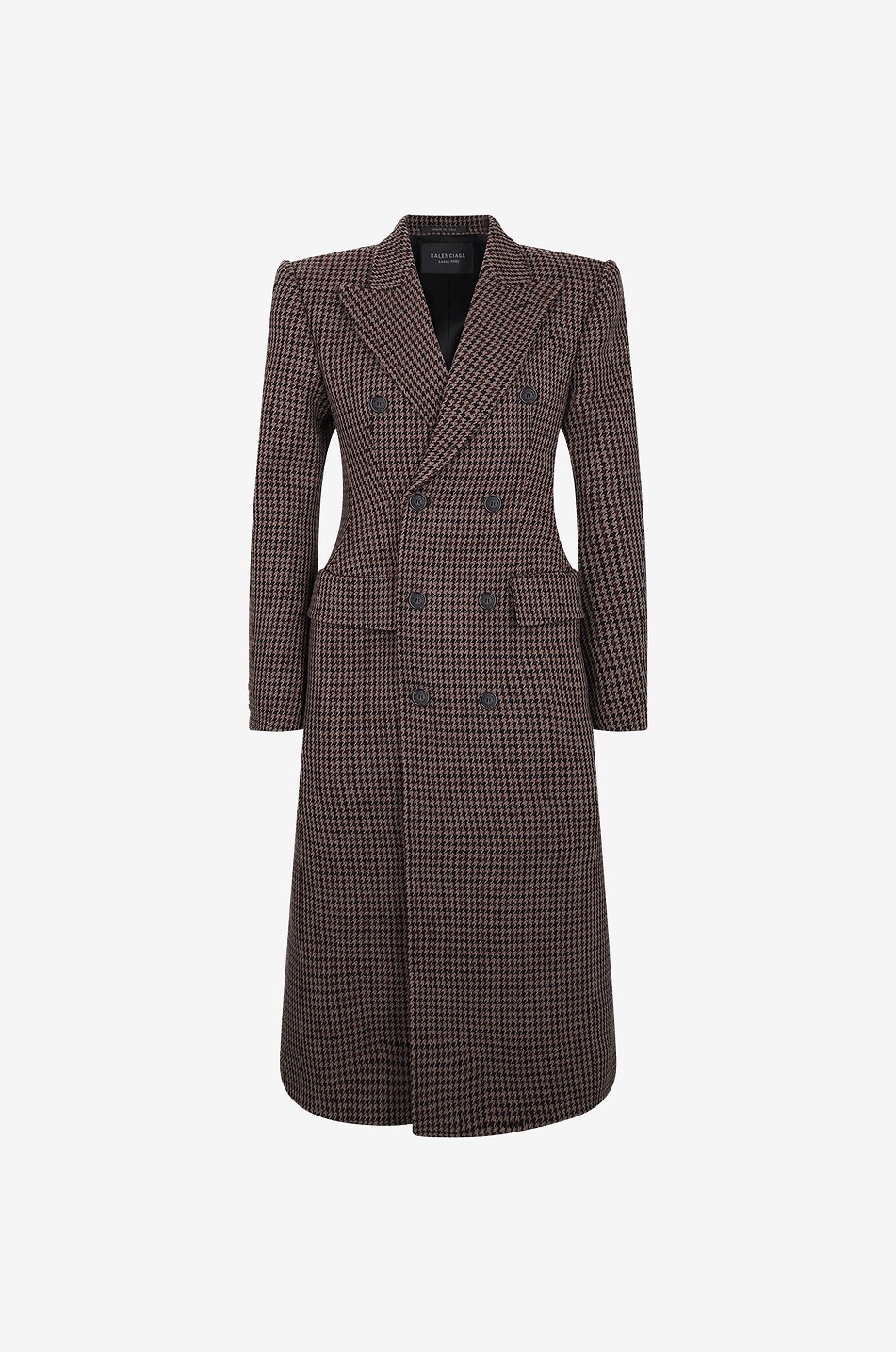 Hourglass double breasted houndstooth wool coat