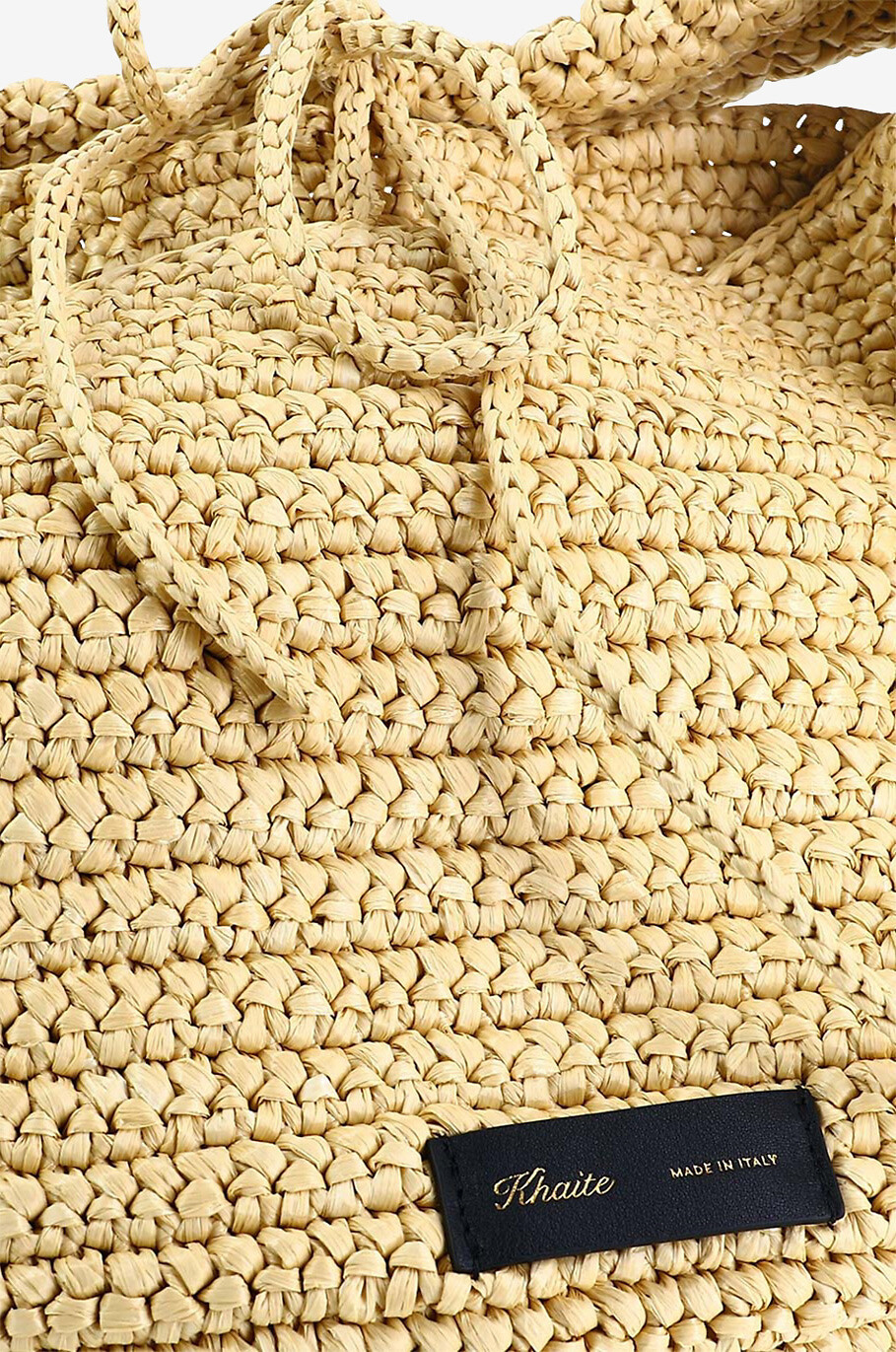 KHAITE Sac porté épaule en raphia The Medium Olivia Hobo Femme BEIGE 5