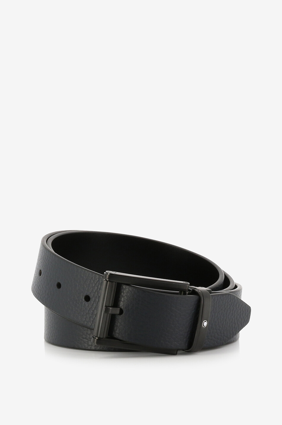 Blue/black 35 mm reversible leather belt