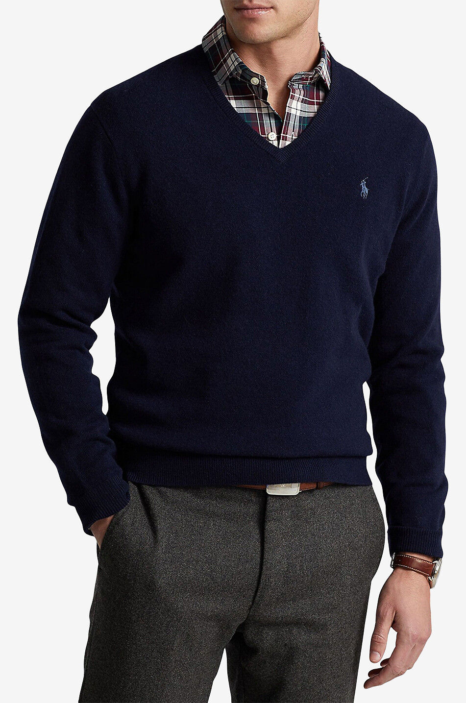 POLO RALPH LAUREN Feiner Wollpullover mit V-Ausschnitt Pony Herren DUNKELBLAU 2