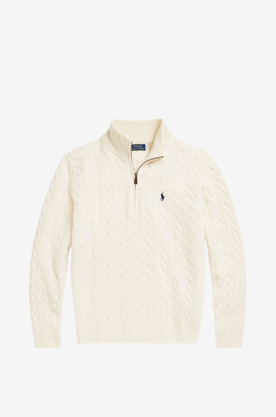POLO RALPH LAUREN Half-zip wool and cashmere cable-knit jumper Men EGGSHELL 1