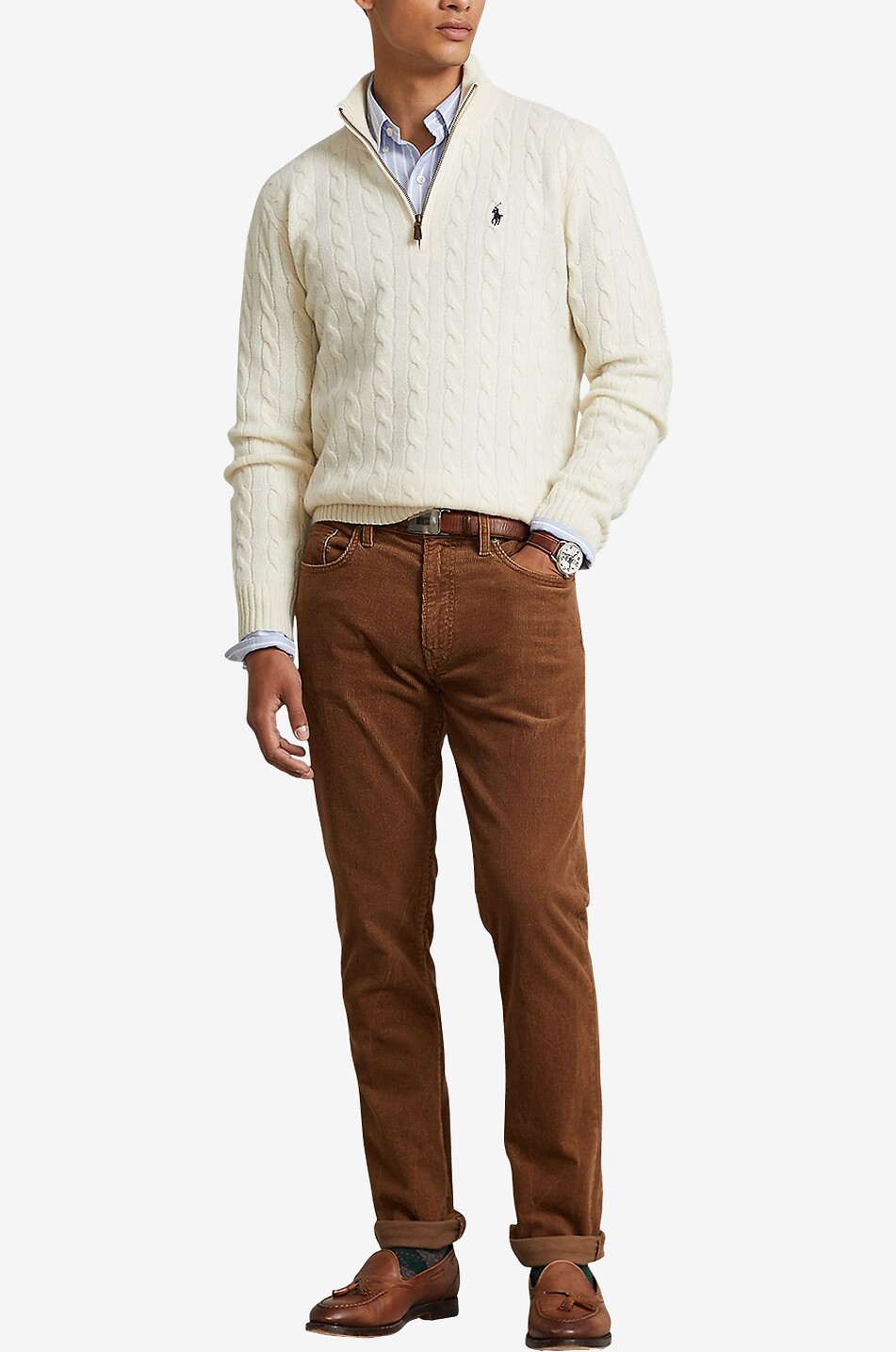 POLO RALPH LAUREN Half-zip wool and cashmere cable-knit jumper Men EGGSHELL 4