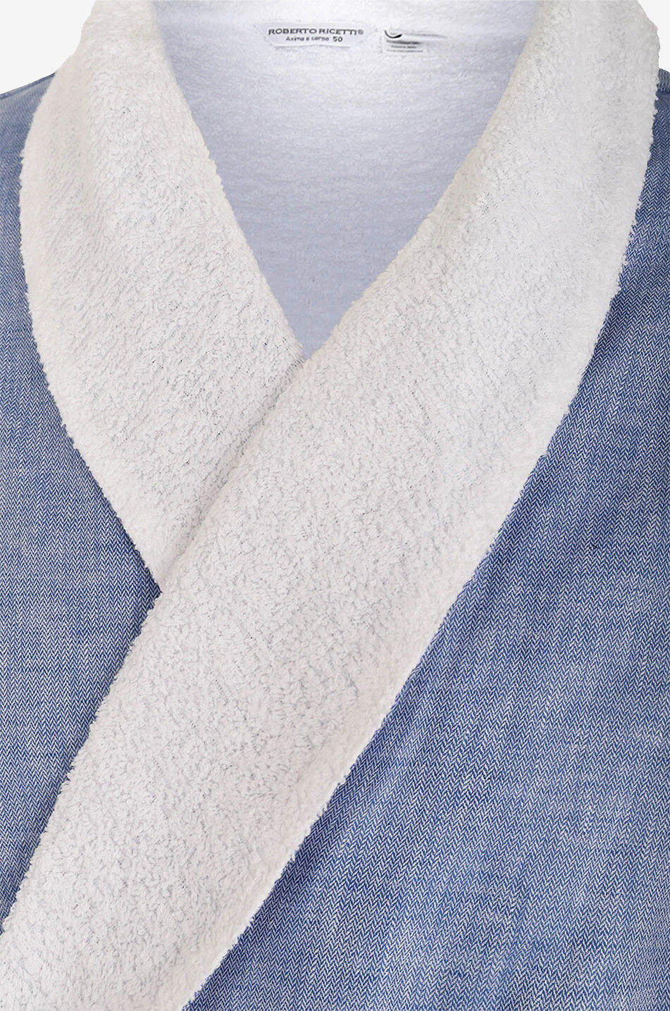 ROBERTO RICETTI Poolbas cotton and linen bathrobe Men MEDIUM BLUE 3
