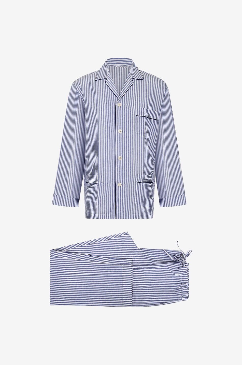 ROBERTO RICETTI Langer Pyjama aus Baumwolle und Leinen Venezia Herren MITTELBLAU 1