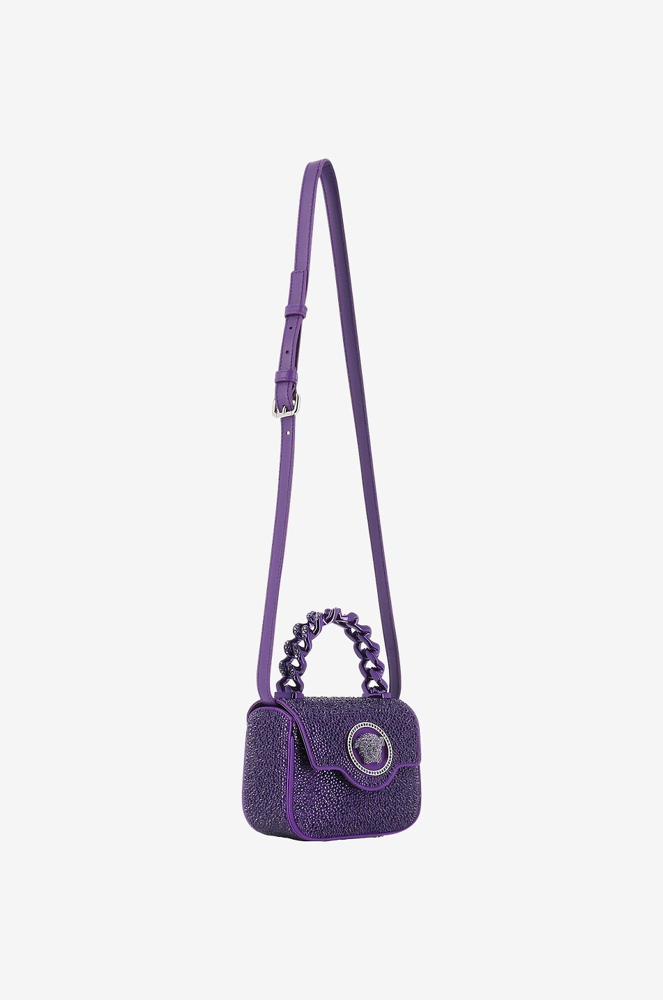 VERSACE La Medusa Mini crystal and satin handbag Women PURPLE 5