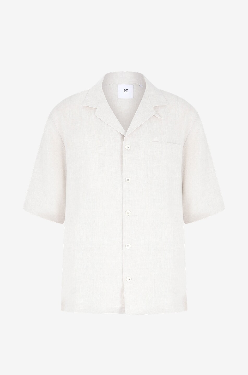 PT TORINO COLLECTION Linen short-sleeved shirt Men EGGSHELL 1