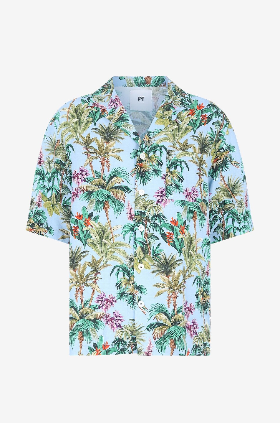 Viscose and linen short-sleeved shirt