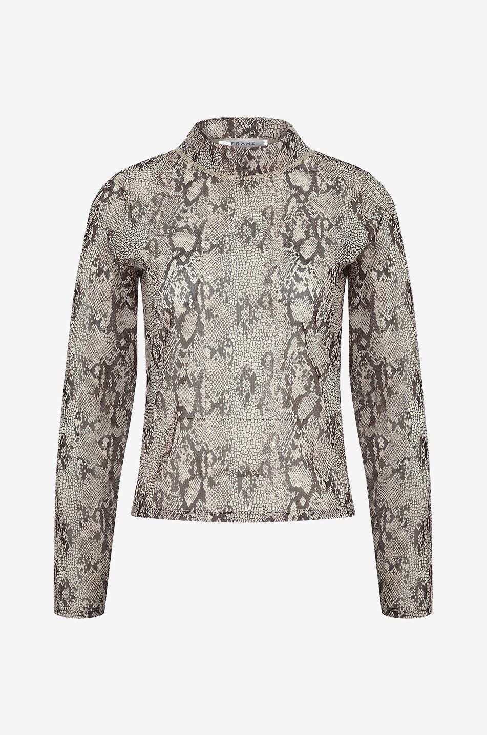 Langarm-Top mit Python-Print Mesh Mock Neck