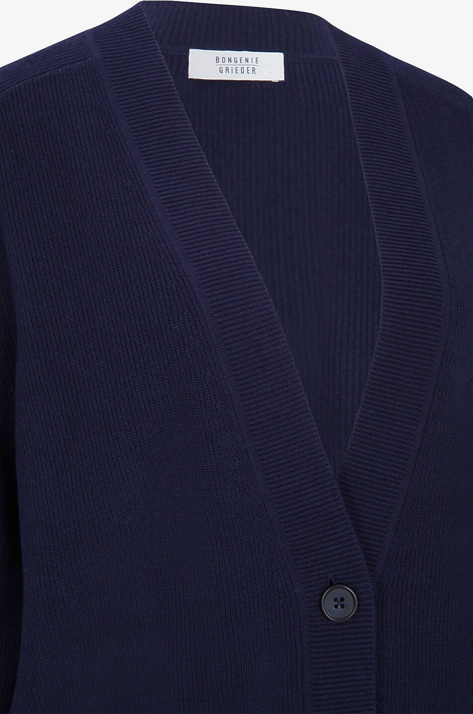 BONGENIE Cardigan ample côtelé en coton à col V Femme BLEU FONCE 3