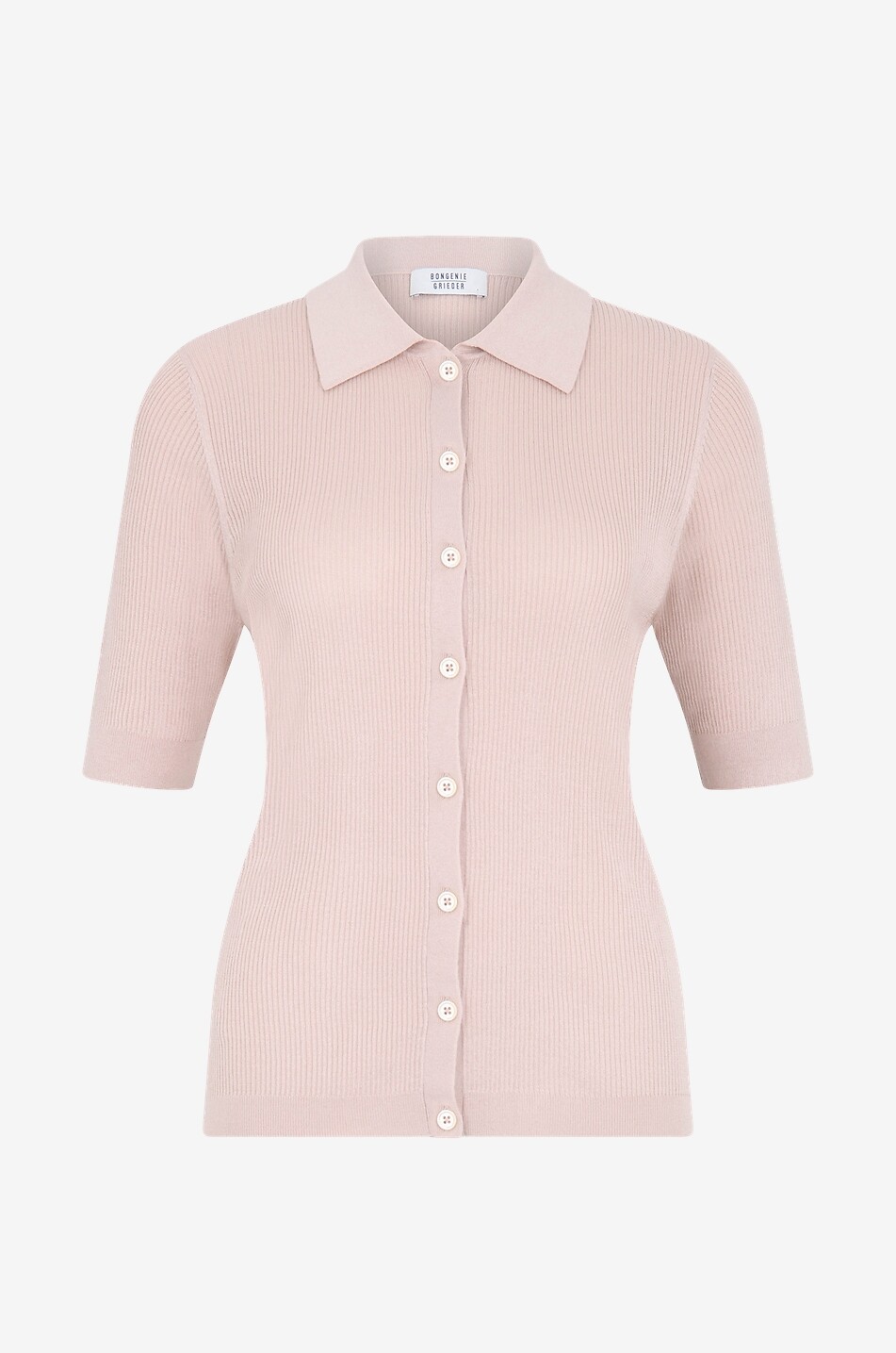 Cardigan côtelé à manches courtes en soie et cachemire