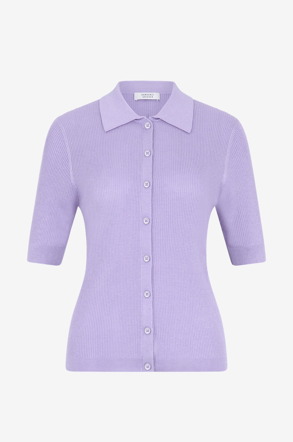 BONGÉNIE Cardigan côtelé à manches courtes en soie et cachemire Femme VIOLET CLAIR 1