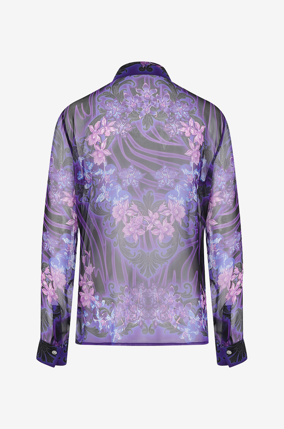Bedrucktes Seiden-Musselin-Hemd Orchid Barocco