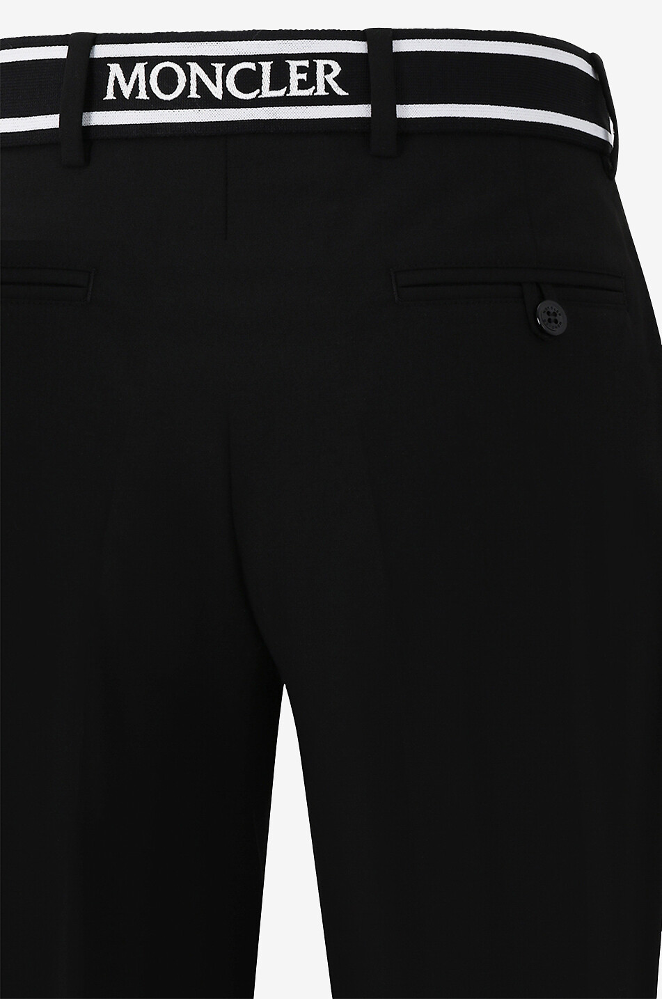 MONCLER Pantalon droit en laine mélangée à taille en maille brodée Femme NOIR 3