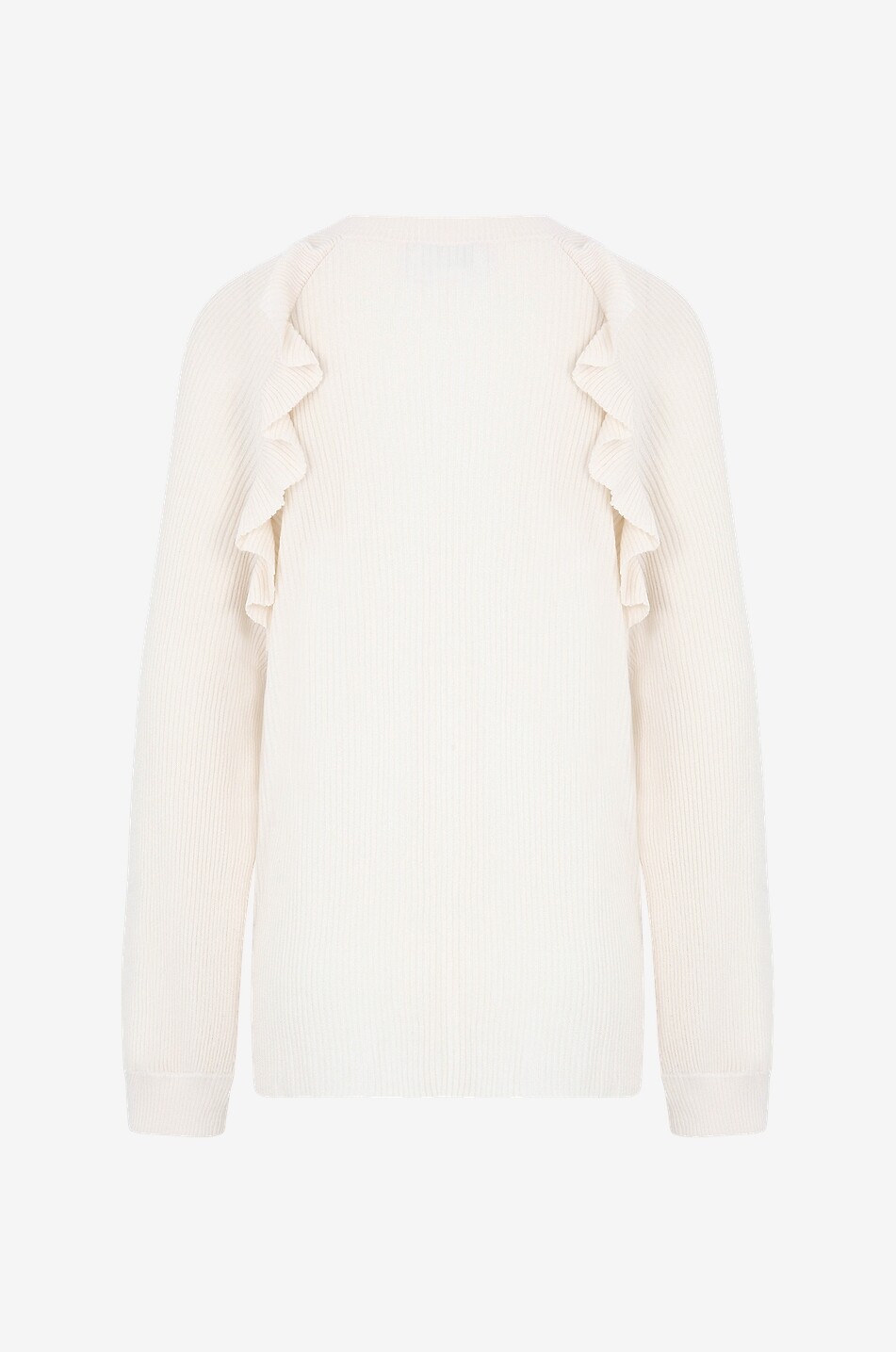 Rüschenbesetzter Kaschmir- und Seiden-Rippstrickpullover