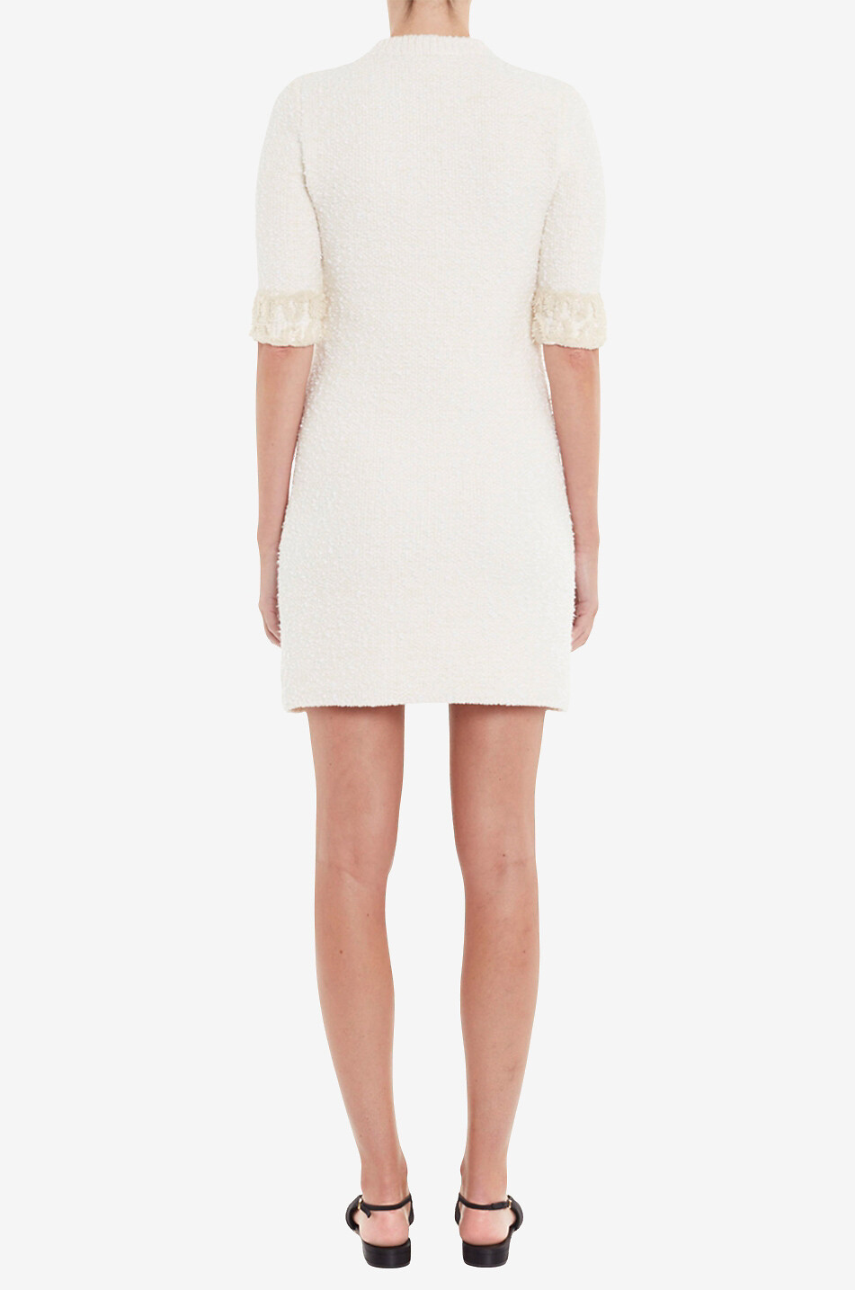 LANVIN Mini-Tweed-Strick-Kleid in A-Form mit Perlenstickereien Damen CREMEFARBEN 4