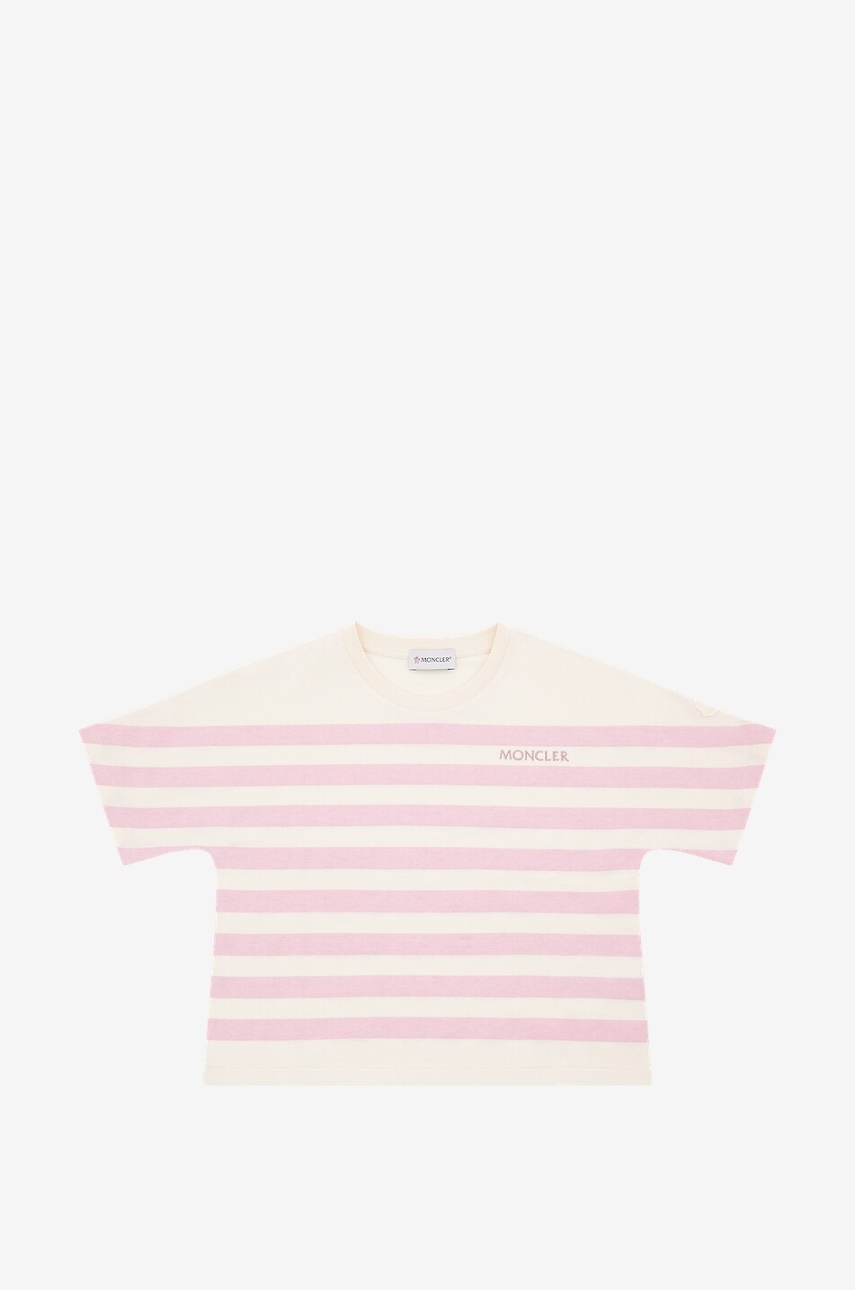 MONCLER Gestreiftes Mädchen-T-Shirt mit Fledermausärmeln Mädchen ROSA 1