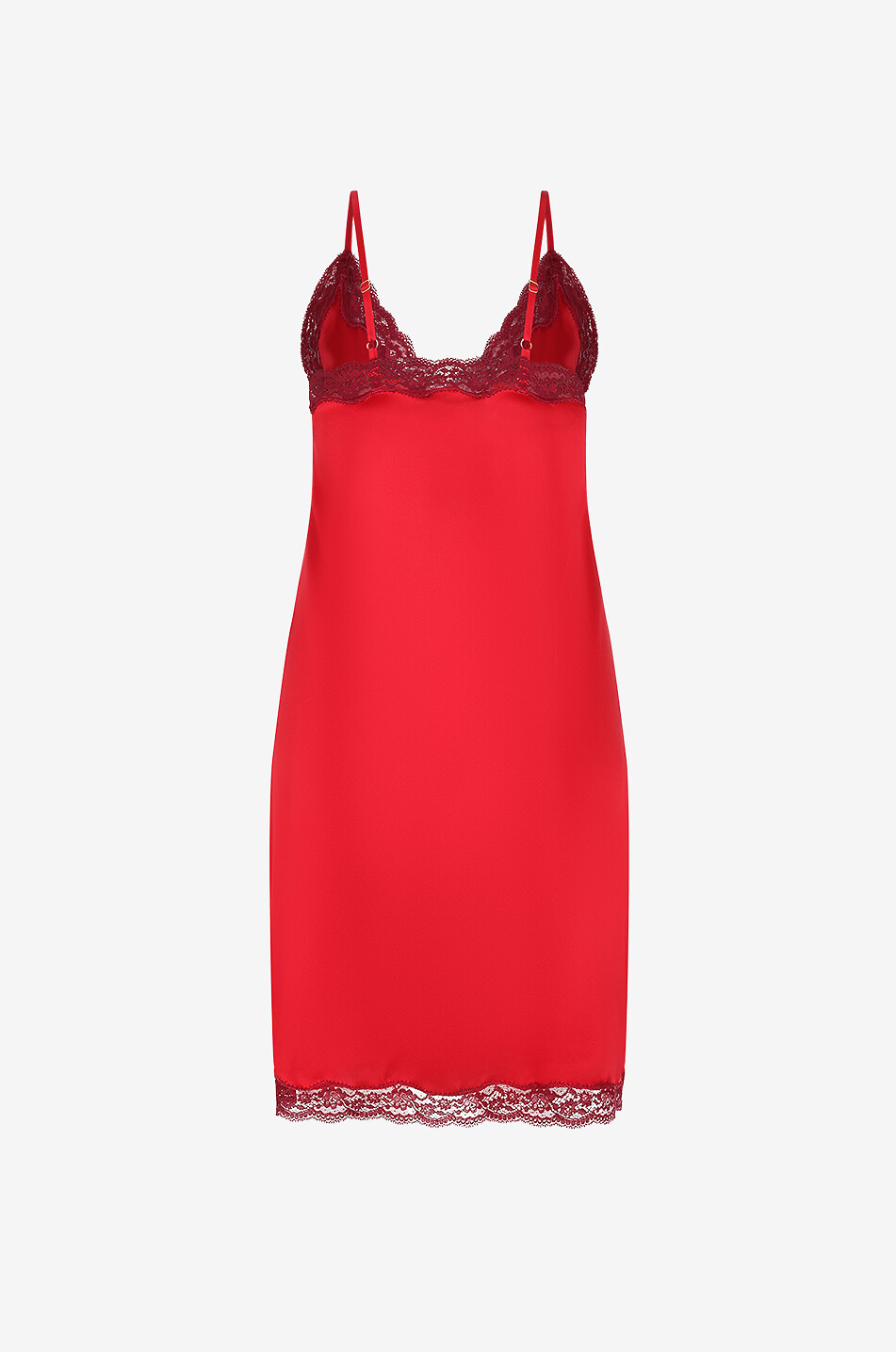 VANNINA VESPERINI Nuisette en satin de soie et dentelle Femme ROUGE 2