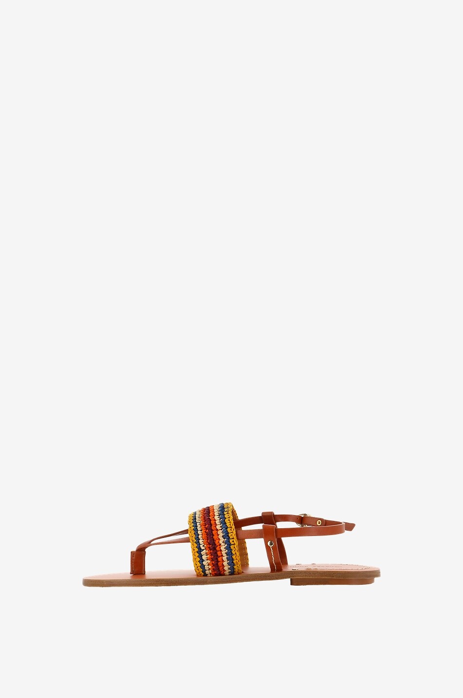 Sandales plates en cuir et raphia