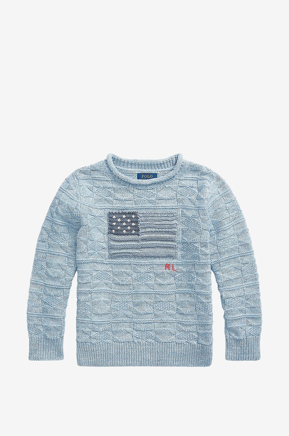 Pull garçon à col roulé en maille torsadée Flag