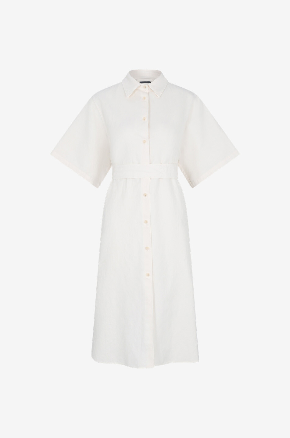 Robe-chemise midi en coton et lin