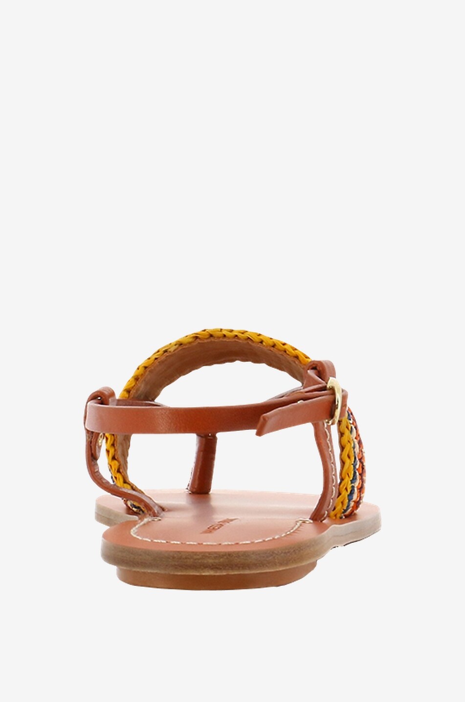 Sandales plates en cuir et raphia
