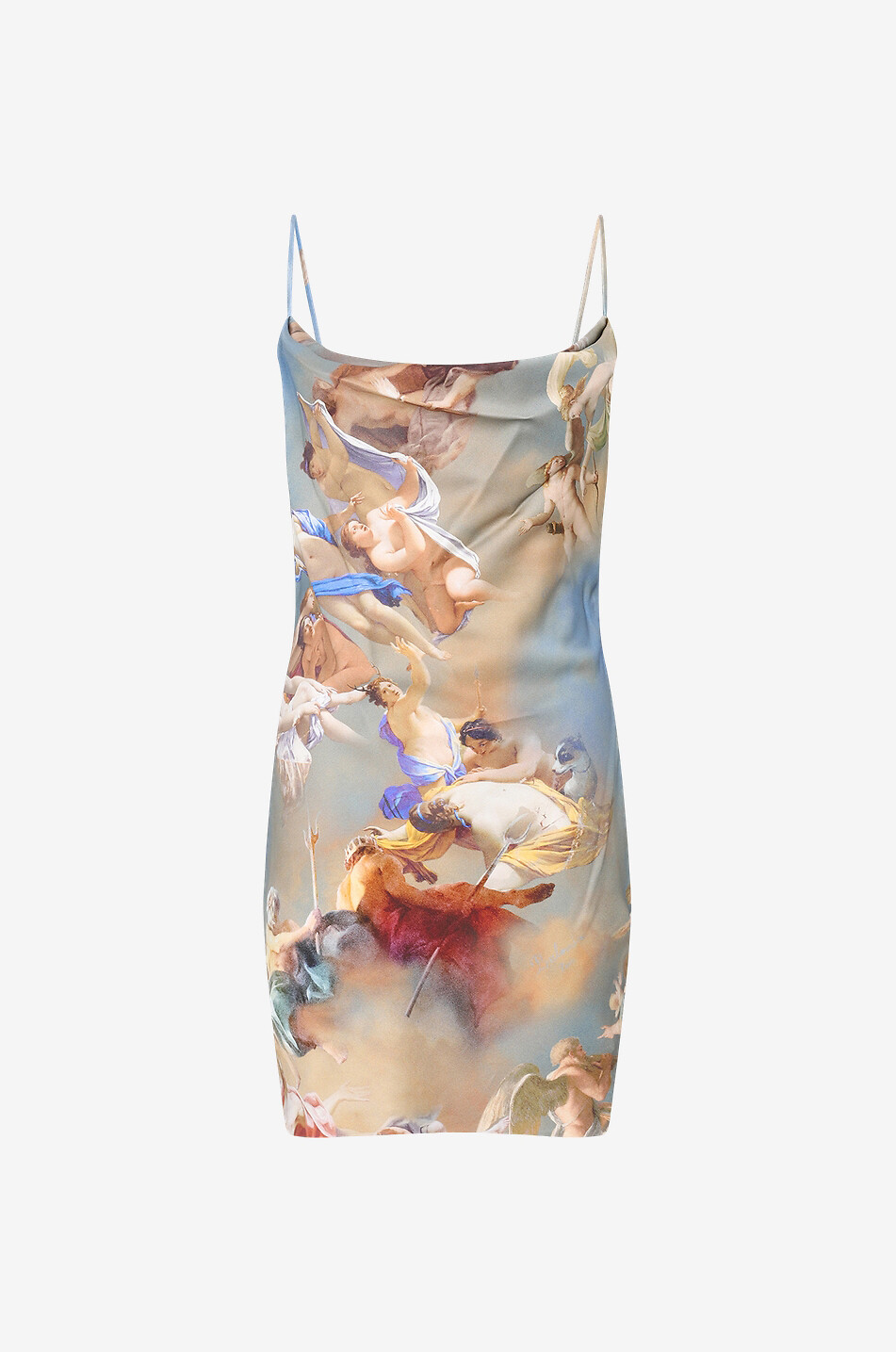 Mini-Babydoll-Kleid aus Satin mit Print Sky